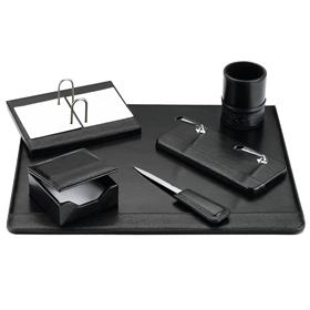 44-DSBC6 6 pcs synthetic leather desk set black